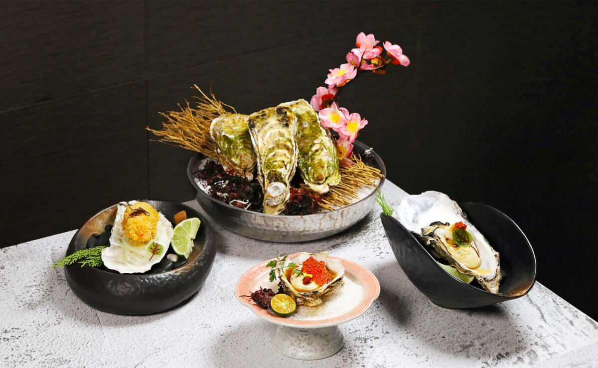 ▲京樂日本料理餐廳同步推出生蠔三吃，選用鮮活生蠔演繹橙醋醬油、碳烤及酥炸三種風味。（圖/京樂日本料理提供）